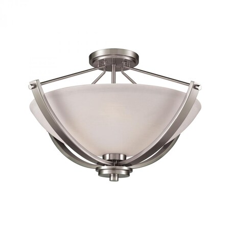Thomas Casual Mission 3-Light Semi Flush Mount in Brushed Nickel with White L CN170382